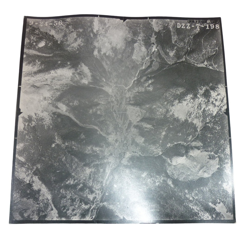 Vintage 1956 Aerial Survey Photograph DZZ-7-198 Mountain Topography 9x9 B&W